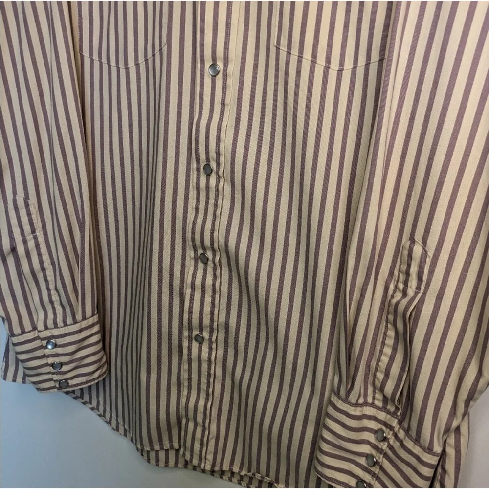 Ruddock Bros Shirtmakers Pinstripe Pearl Snap Western Button Up Vintage - Picture 9 of 9